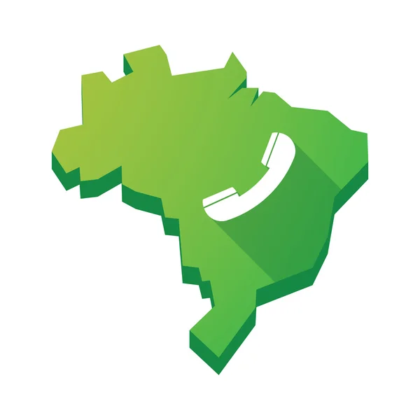 Ilustración de un mapa aislado de Brasil con un teléfono — Vector de stock