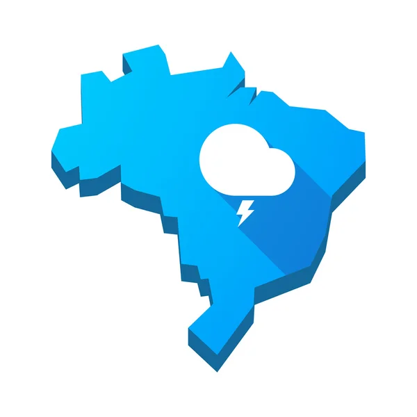 Ilustrace izolované mapa Brazílie s bouřlivé cloud — Stockový vektor