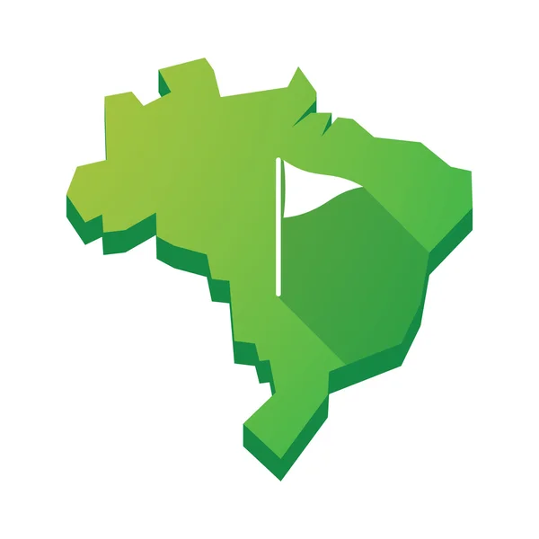 Illustrazione di una mappa isolata del Brasile con una bandiera da golf — Vettoriale Stock