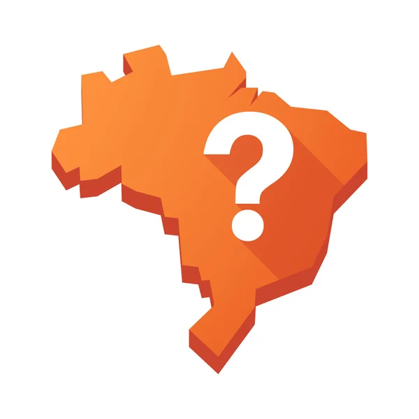 Illustrazione di una mappa isolata del Brasile con un segno di domanda — Vettoriale Stock