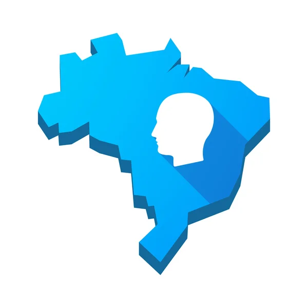 Ilustrace izolované mapa Brazílie s mužské hlavy — Stockový vektor