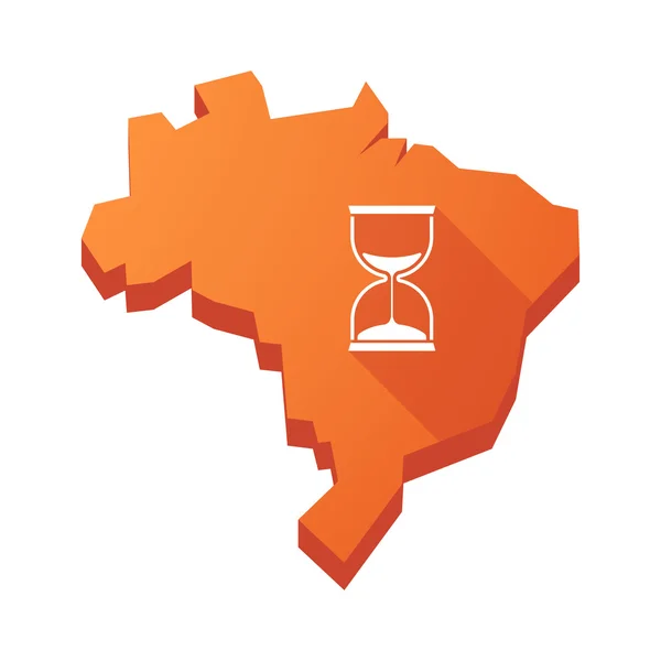 Ilustração de um mapa isolado do Brasil com relógio de areia — Vetor de Stock