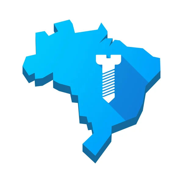 Ilustração de um mapa isolado do Brasil com parafuso — Vetor de Stock