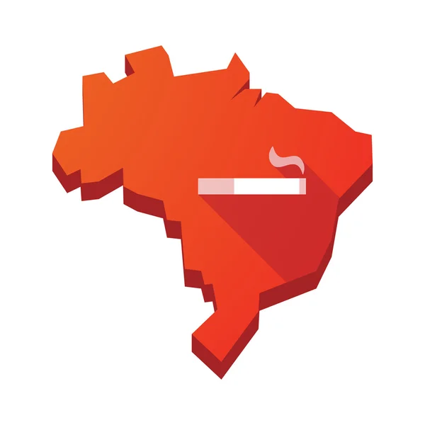 Εικονογράφηση ενός απομονωμένες Βραζιλία χάρτη με ένα τσιγάρο — Διανυσματικό Αρχείο