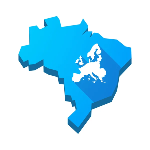 Εικονογράφηση ενός απομονωμένες Βραζιλία χάρτη με ένα χάρτη της Ευρώπης — Διανυσματικό Αρχείο