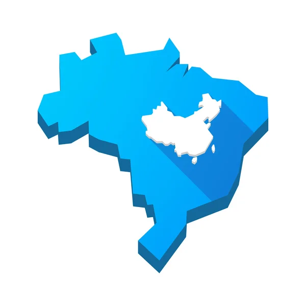 Illustration of an isolated Brazil map with  a map of China — Stock Vector