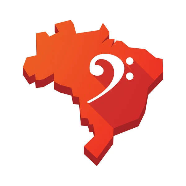 Illustratie van een geïsoleerde Brazilië-kaart met een F clef — Stockvector
