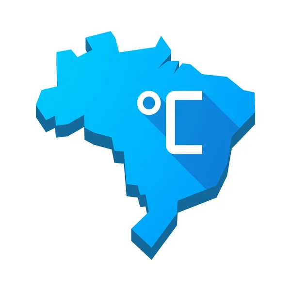 Illustratie van een geïsoleerde Brazilië-kaart met een graad celsius-si — Stockvector