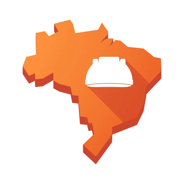 孤立的巴西地图与工作头盔的插图 — 图库矢量图片