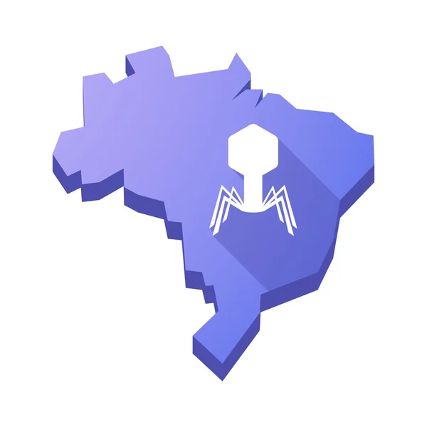 Εικονογράφηση του μια απομονωμένη Βραζιλία Χάρτης με έναν ιό — Διανυσματικό Αρχείο