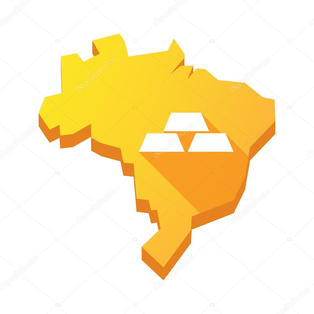 3 つの金塊と分離ブラジル地図のイラスト ストックベクター C Jpgon