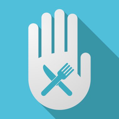 Uzun gölge el bir bıçak ve çatal