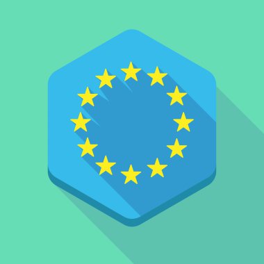 Uzun gölge altıgen simgesiyle AB bayrağı yıldız