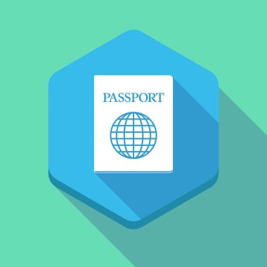 Uzun bir pasaport ile gölge altıgen simgesi