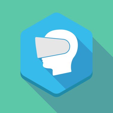 Uzun bir sanal rea giyen bir erkek kafa ile gölge altıgen simgesi