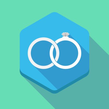 Uzun gölge altıgen simgesi ile bağlanmış iki alyans