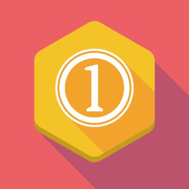 Uzun bir sikke simge ile gölge altıgen simgesi