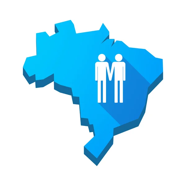 Illustration of an isolated Brazil map with a gay couple pictogr — Stock Vector