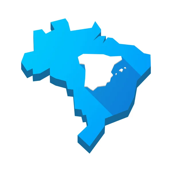 Illustratie van een geïsoleerde Brazilië-kaart met de kaart van Spanje — Stockvector