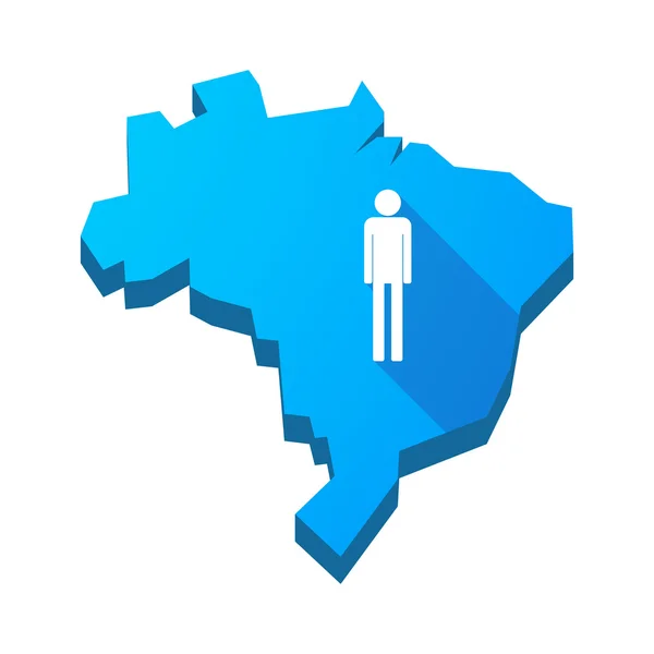 Illustration of an isolated Brazil map with a male pictogram — Stock Vector