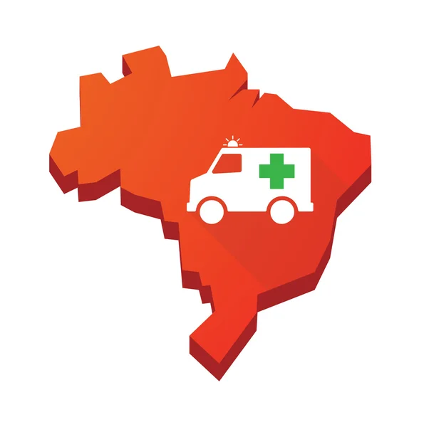 Illustration of an isolated Brazil map with  an ambulance icon — Stock Vector