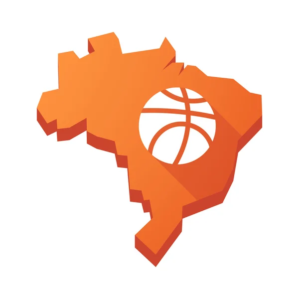 Ilustración de un mapa aislado de Brasil con una pelota de baloncesto — Archivo Imágenes Vectoriales