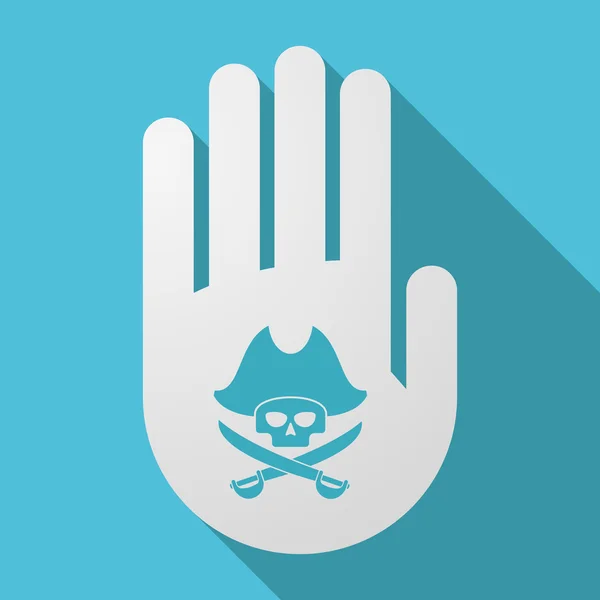 Longue main d'ombre avec un crâne de pirate — Image vectorielle