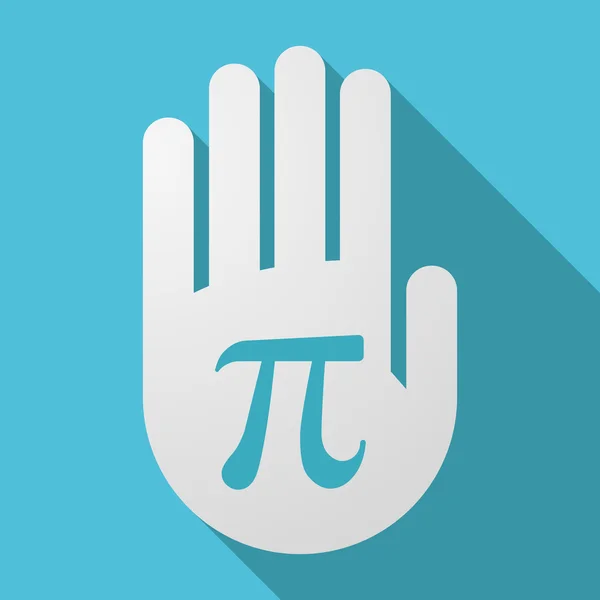 Longue main d'ombre avec le symbole pi nombre — Image vectorielle