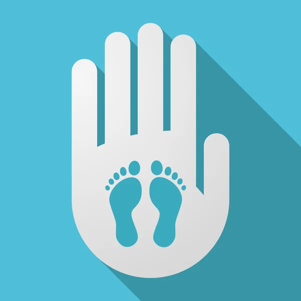 Hosszú árnyék kéz két lábnyomok — Stock Vector
