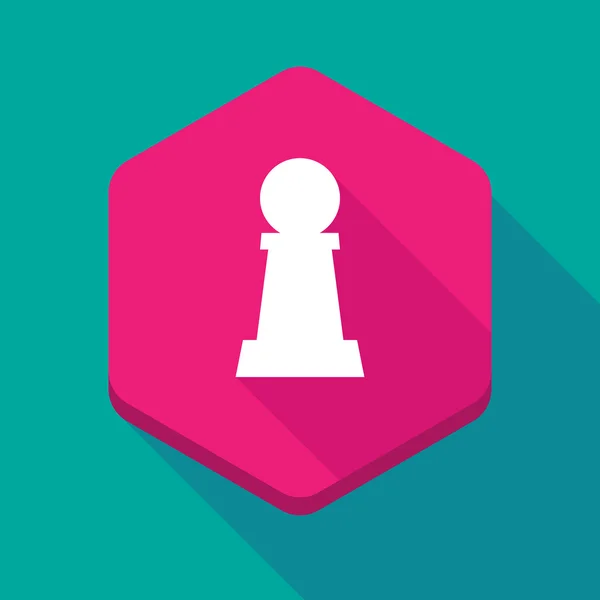 Longue icône de l'hexagone ombre avec une figure d'échecs pion — Image vectorielle
