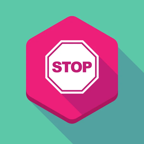 Lange schaduw zeshoek pictogram met een stop signaal — Stockvector