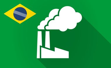 Uzun bir fabrika ile gölge Bazil bayrak