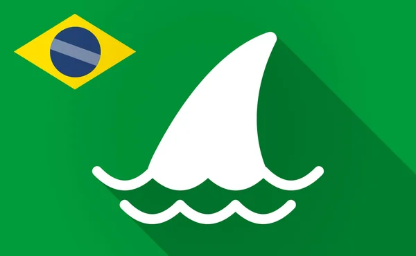 Ombre longue Drapeau brésilien avec une nageoire de requin — Image vectorielle