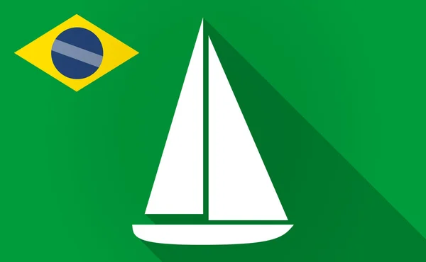 Bandeira de Bazil de sombra longa com um navio —  Vetores de Stock