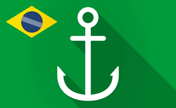 Ombre longue drapeau brésilien avec une ancre — Image vectorielle