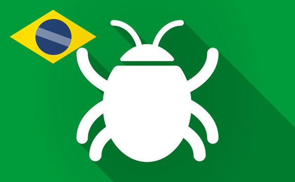 Long shadow Bazil flag with a bug