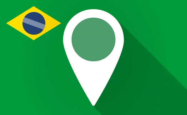 Bandeira de Bazil de sombra longa com uma marca de mapa —  Vetores de Stock