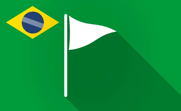Lange schaduw Bazil vlag met een golf-vlag — Stockvector