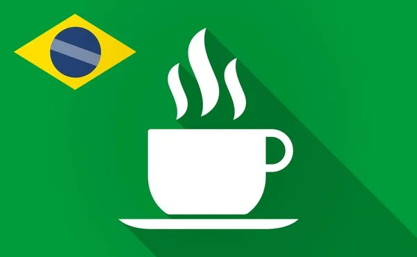 Bandeira longa sombra Bazil com uma xícara de café — Vetor de Stock