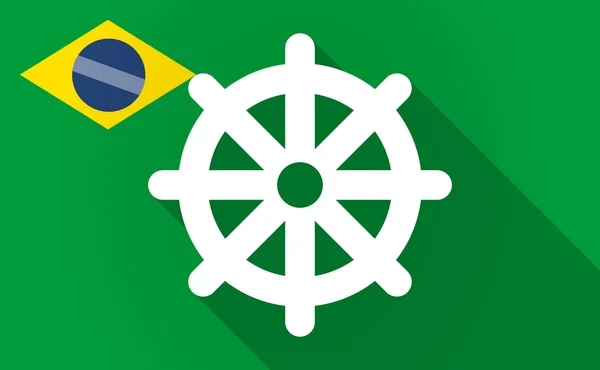 Bandeira de Bazil de sombra longa com um sinal de dharma chakra — Vetor de Stock