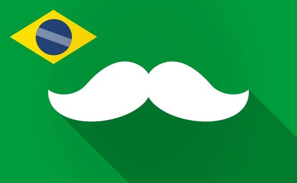 Lange schaduw Bazil vlag met een snor — Stockvector