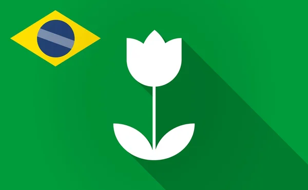 Bandeira de Bazil de sombra longa com uma tulipa — Vetor de Stock