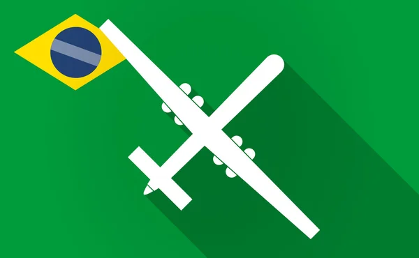 Bandeira de Bazil de sombra longa com um drone de guerra —  Vetores de Stock