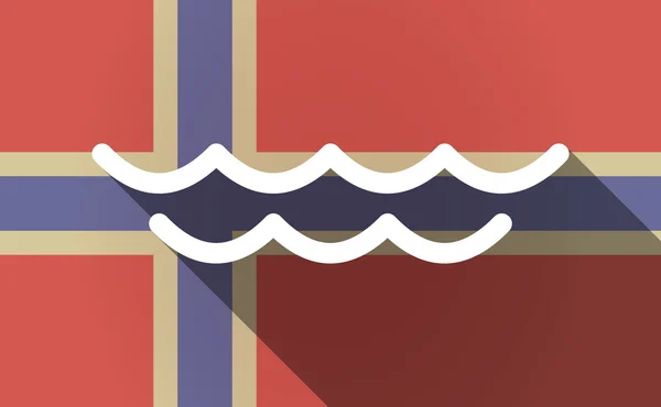 Långa skugga Norge flagga med ett tecken på vatten — Stock vektor