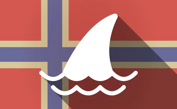 Långa skugga Norge flagga med en hajfena — Stock vektor