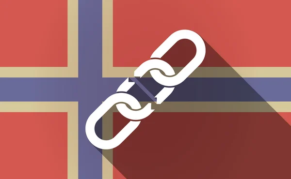 Long shadow Norway flag with a broken chain — Stock Vector