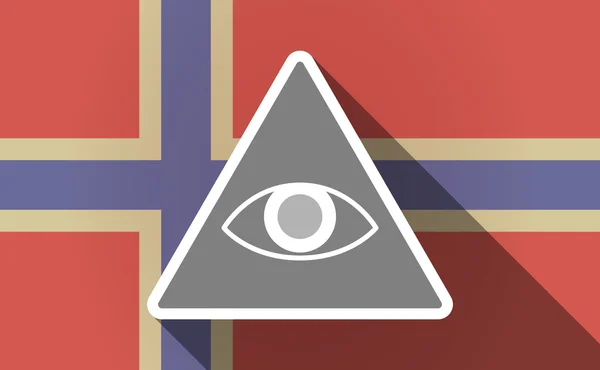 Ombre longue drapeau de la Norvège avec un oeil tout voyant — Image vectorielle