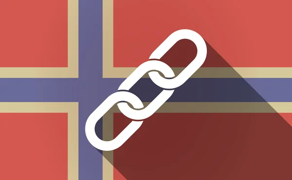 Långa skugga Norge flagga med en kedja — Stock vektor