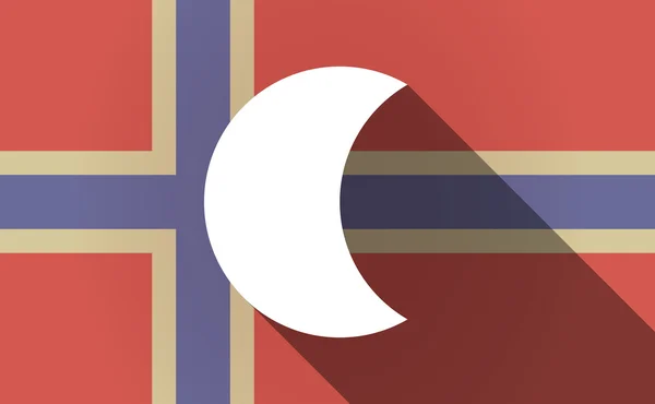 Long shadow Norway flag with a moon — Stock Vector