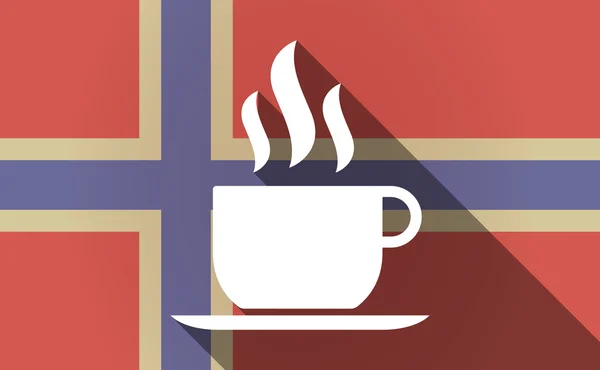 コーヒー カップを持つ長い影ノルウェー国旗 — ストックベクタ